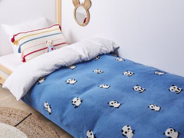 Cotton Kids Blanket Pandas Motif 130 x 170 cm Blue TALOKAN