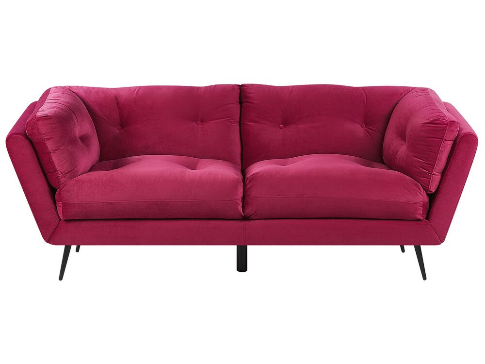3 Seater Velvet Sofa Burgundy LENVIK Beliani.co.uk
