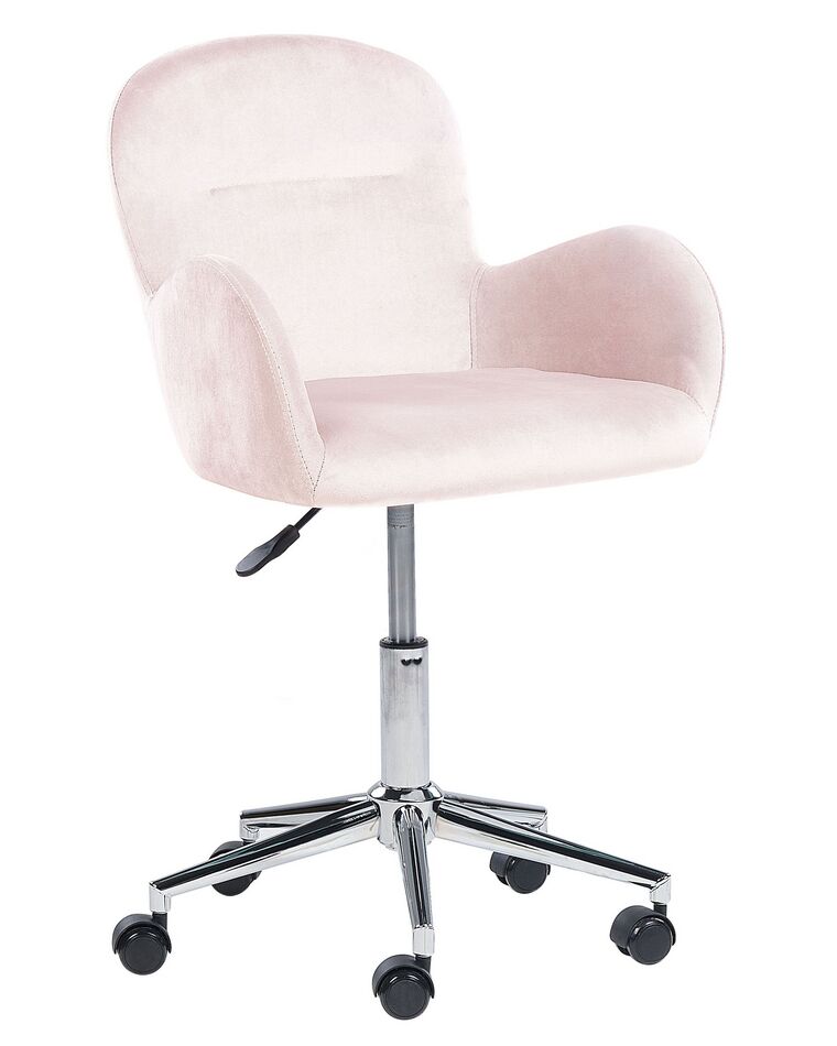 Krzesło biurowe regulowane welurowe różowe PRIDDY_855069