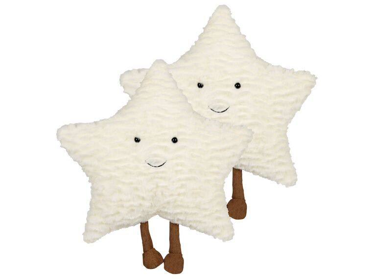 Sada 2 dekorativních dětských polštářů ve tvaru hvězdy 40 x 40 cm bílé STARFRUIT_879461