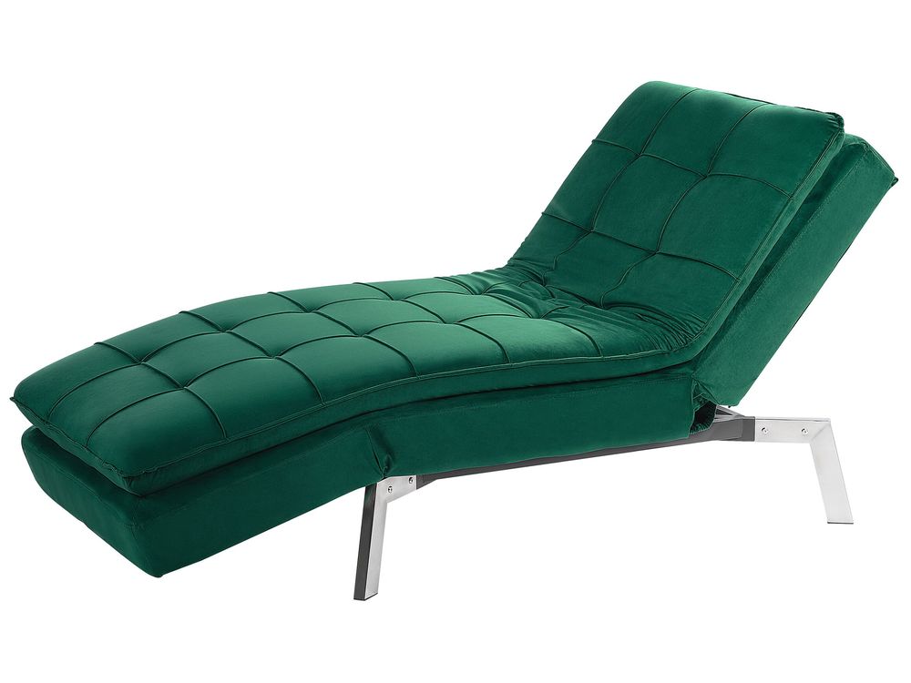 Velvet Chaise Lounge Emerald Green LOIRET Beliani.co.uk
