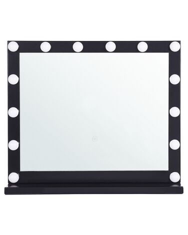 Badspiegel mit LED-Beleuchtung schwarz rechteckig 50 x 60 cm BEAUVOIR
