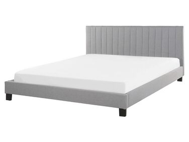  Fabric EU King Size Bed Light Grey POITIERS