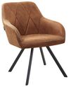 Set of 2 Fabric Dining Chairs Brown MONEE_724873