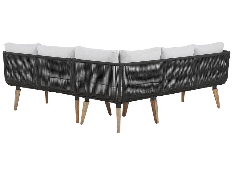5 Seater Acacia Wood Garden Corner Sofa Set Grey ALCAMO | Beliani.it