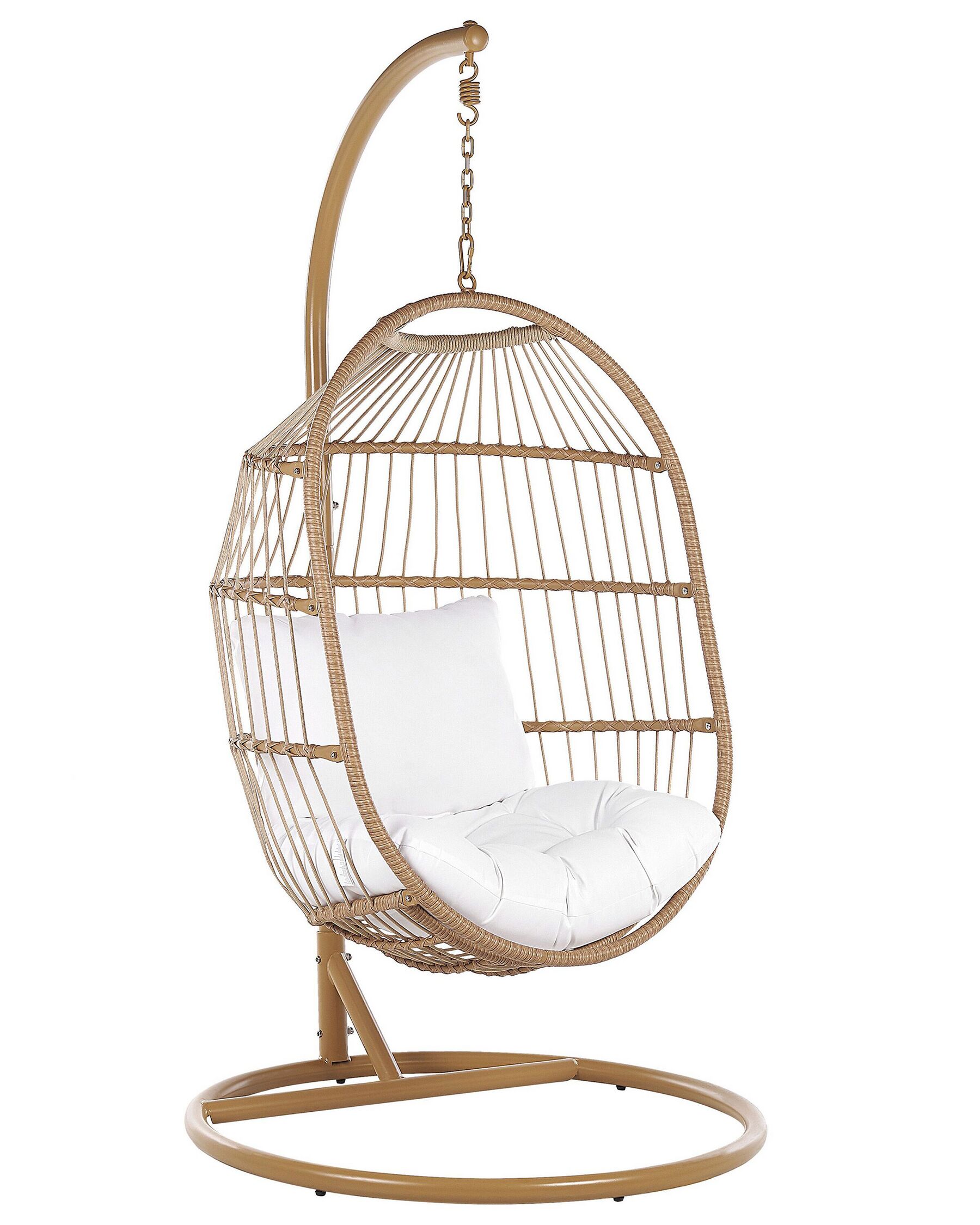 Hängesessel mit Gestell ø 102 cm Rattan / Flechtseil beige ALBA