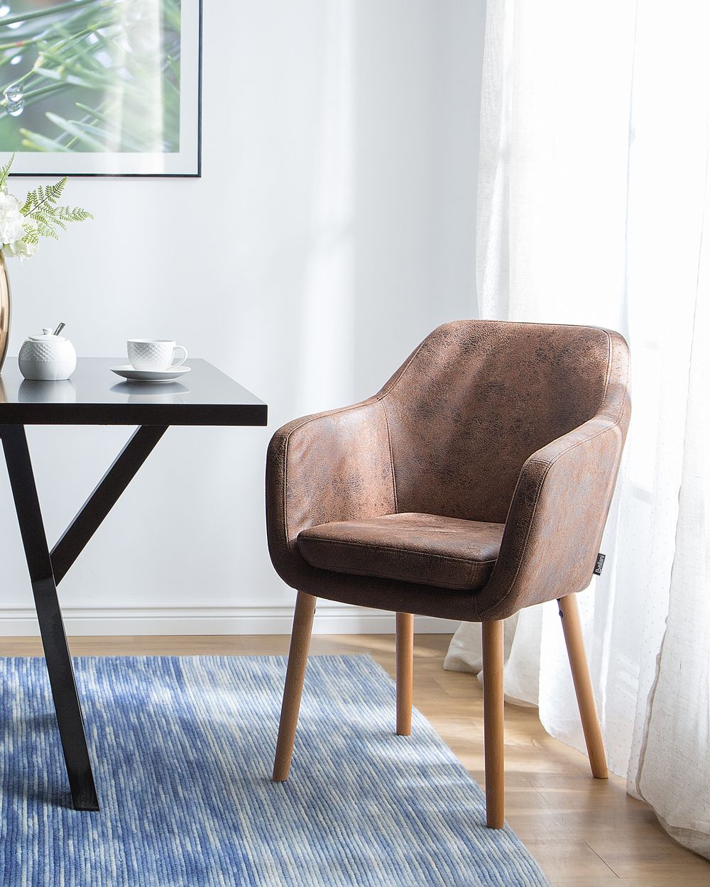 Faux Leather Dining Chair Brown YORKVILLE Beliani.co.uk