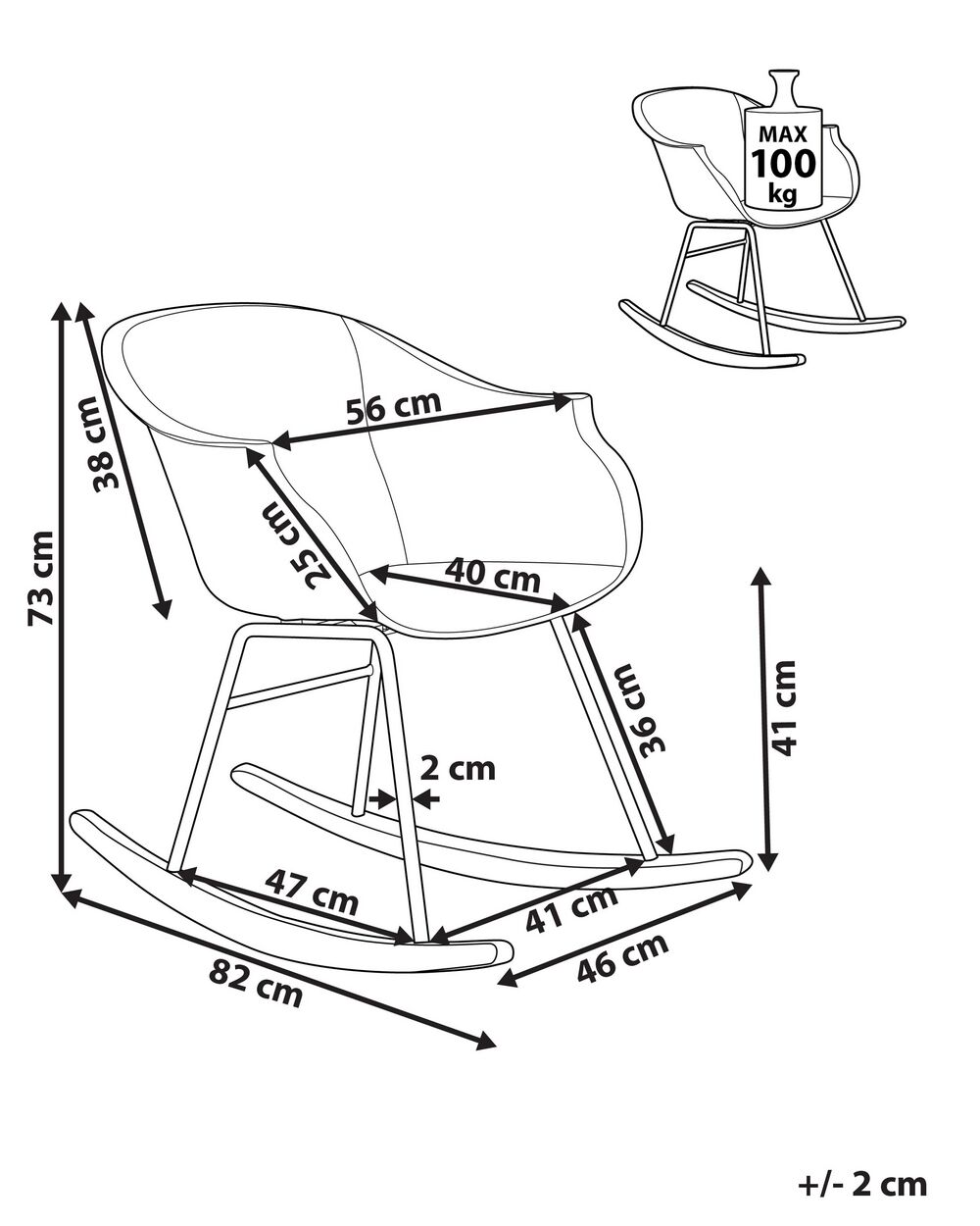 Black and white online rocking chair