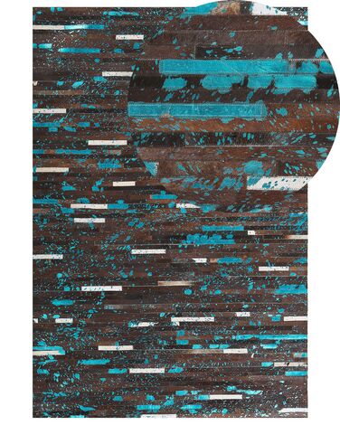 Barna és kék bőrszőnyeg 140 x 200 cm KISIR