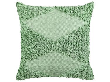 Dekokissen geometrisches Muster Baumwolle grün getuftet 45 x 45 cm RHOEO