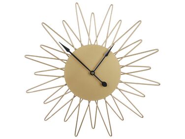 Železné nástěnné hodiny ve tvaru slunce ø 50 cm zlaté BELFART