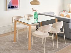 Ruokapöytä lasitasolla teräs vaalea puu 130 x 80 cm TAVIRA Ruokapöytä lasitasolla teräs vaalea puu 130 x 80 cm TAVIRA