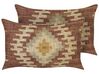 Set of 2 Jute Cushions Geometric Pattern 30 x 50 cm Multicolour BEEL_848462