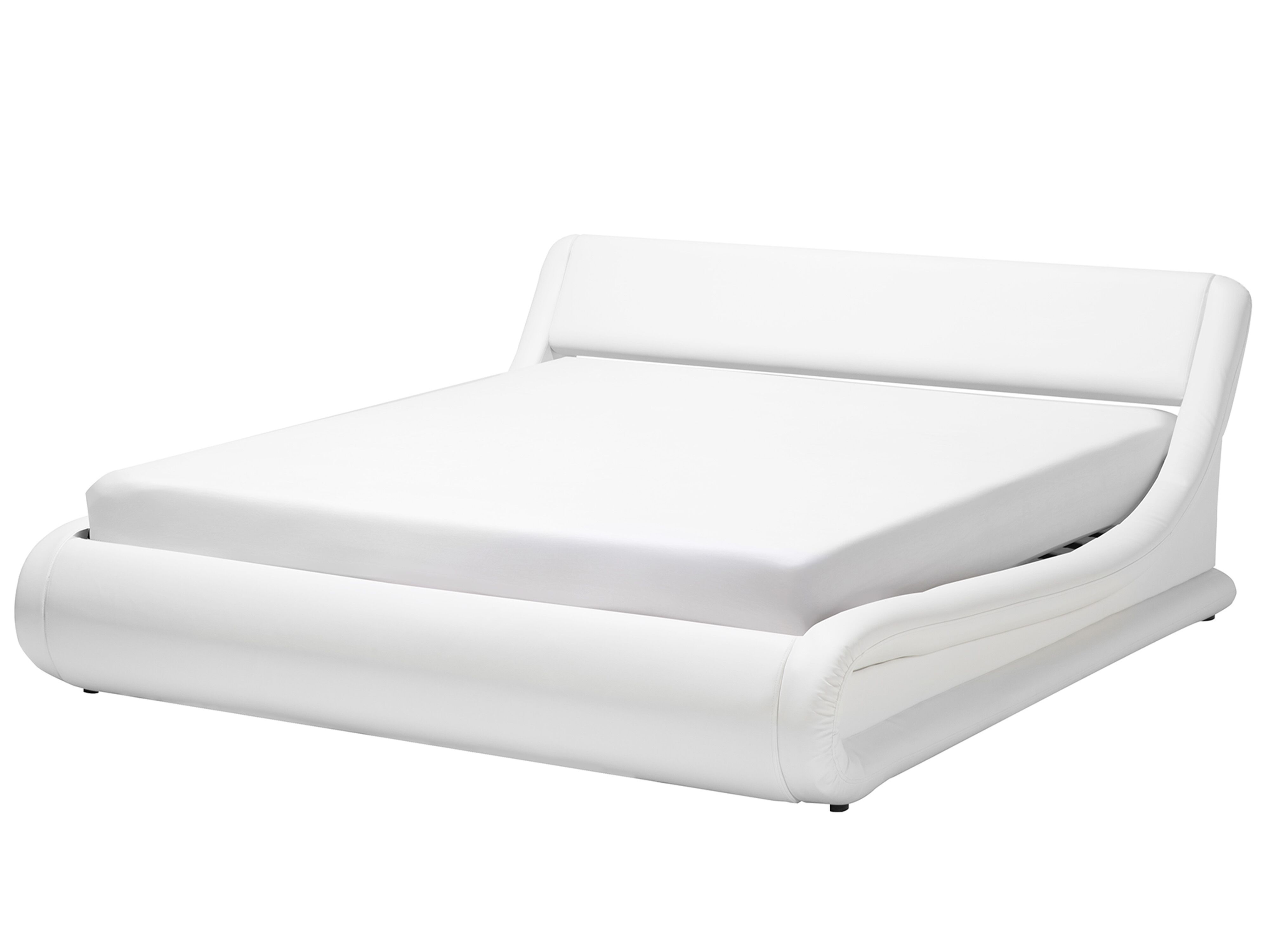 Letto Con Contenitore In Pelle Sintetica Bianca 180x200 Cm Avignon Beliani It