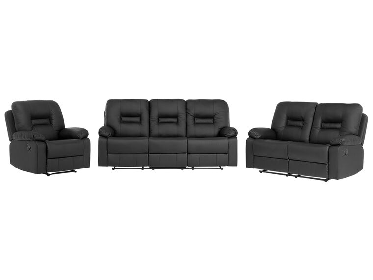 Faux Leather Manual Recliner Living Room Set Black BERGEN_681605