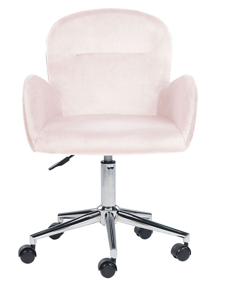 Velvet Desk Chair Pink PRIDDY Beliani.co.uk
