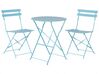 Salon de jardin bistrot table et 2 chaises en acier bleu FIORI_804820