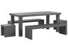 6 Seater Concrete Garden Dining Set U Shaped Benches and Stools Grey TARANTO_776018
