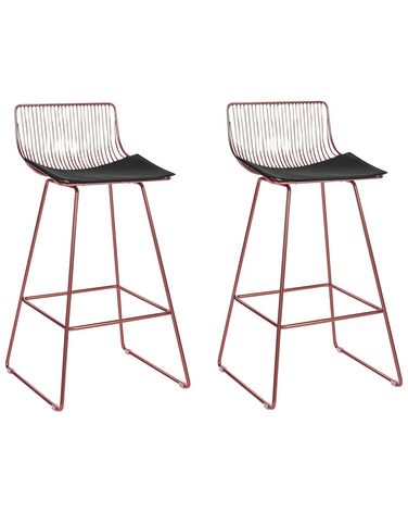 Set of 2 Metal Bar Chairs Rose Gold FREDONIA