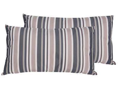Set of 2 Outdoor Cushions 40 x 70 cm Blue and Beige KASTOS