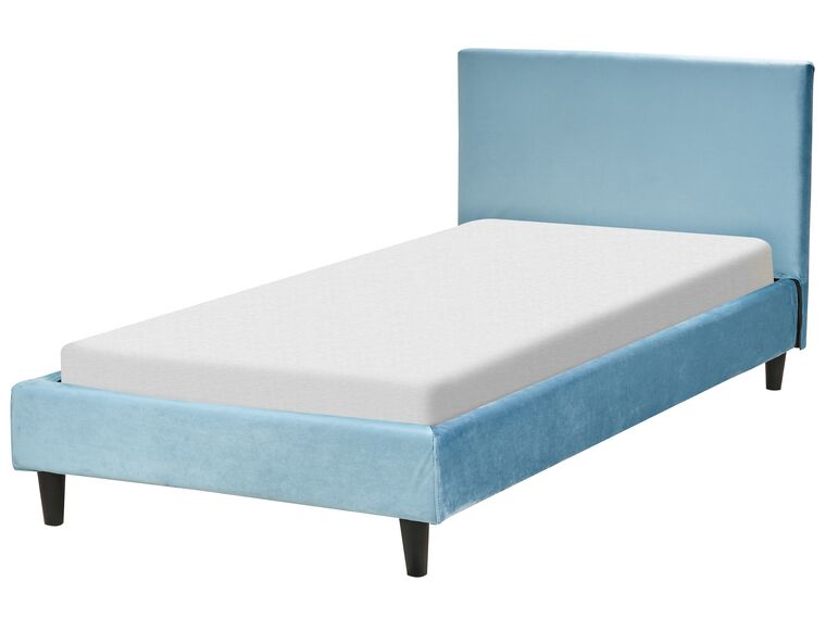 Łóżko welurowe 90 x 200cm błękitne FITOU_875336