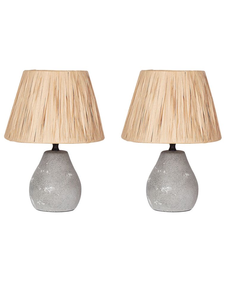 Set of 2 Ceramic Table Lamps Grey ARWADITO_897961