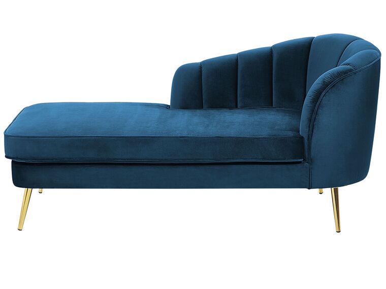 Chaise-longue em veludo azul marinho versão à direita ALLIER_870864