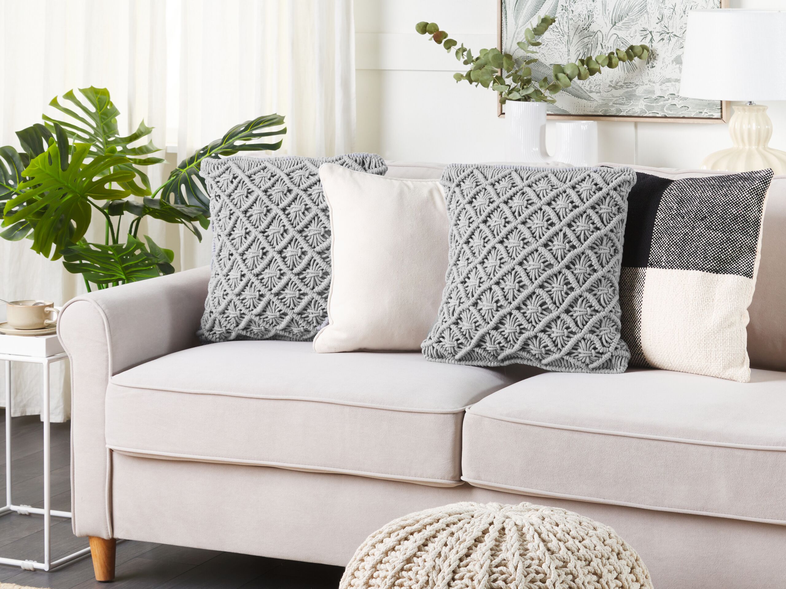 Conjunto de 2 almofadas decorativas 45 x 40 cm cinzento KIZKALESI