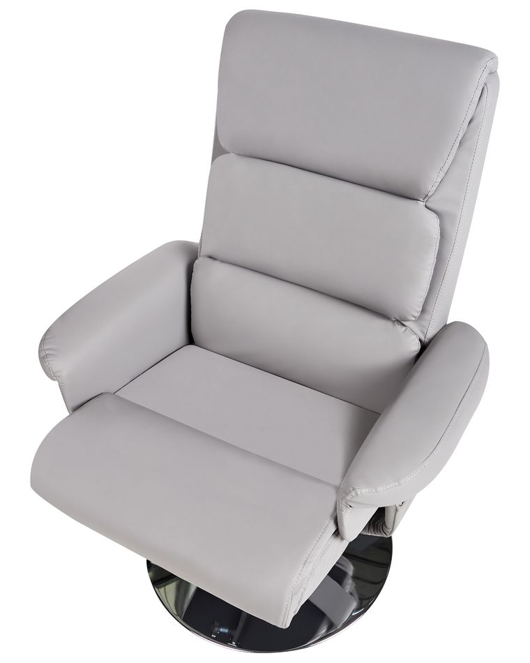 Faux Leather Recliner Chair with Footstool Grey LEGEND Beliani.co.uk