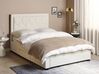 Zamatová posteľ s úložným priestorom 140 x 200 cm krémová LIEVIN_902391