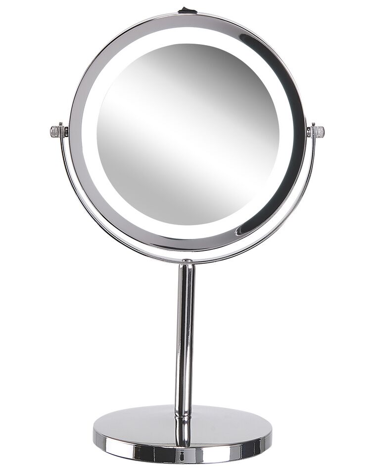 Spejl med LED ø 20 cm Sølv VERDUN_915711