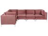 Right Hand 6 Seater Modular Velvet Corner Sofa Pink EVJA_858878