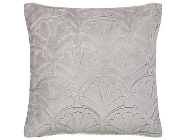 Embossed Velvet Cushion 45 x 45 cm Grey GLORIOSA