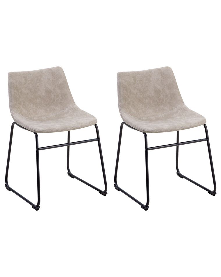Set of 2 Fabric Dining Chairs Beige BATAVIA_725047