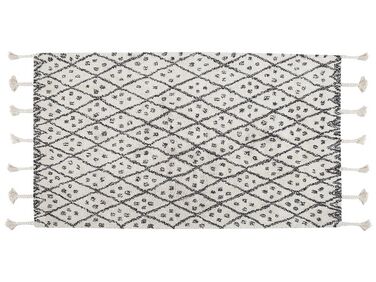 Teppich Baumwolle weiß / schwarz 80 x 150 cm cm Kurzflor AGADIR