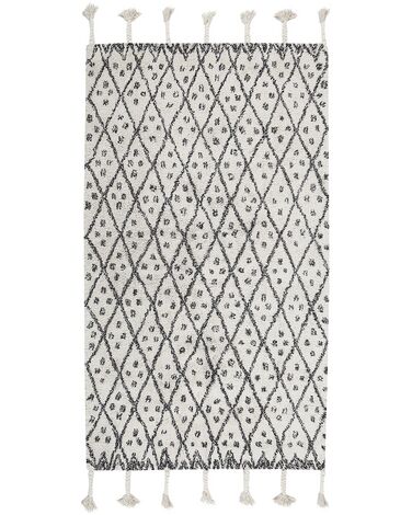 Teppich Baumwolle weiss / schwarz 80 x 150 cm cm Kurzflor AGADIR