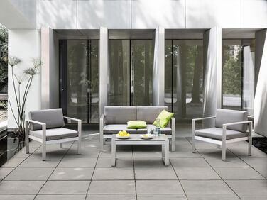 4 Seater Aluminium Garden Sofa Set Grey SALERNO