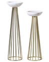 Set of 2 Metal Candlesticks Gold and White PORONG_849082