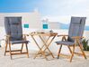 Set de terrasse table et 2 chaises en bois clair coussins bleus JAVA_788418