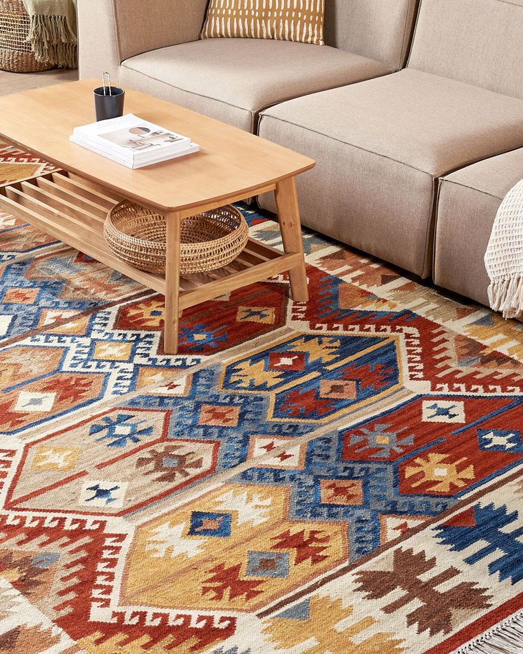 Wool Kilim Area Rug 200 x 300 cm Multicolour VANASHEN Beliani.co.uk