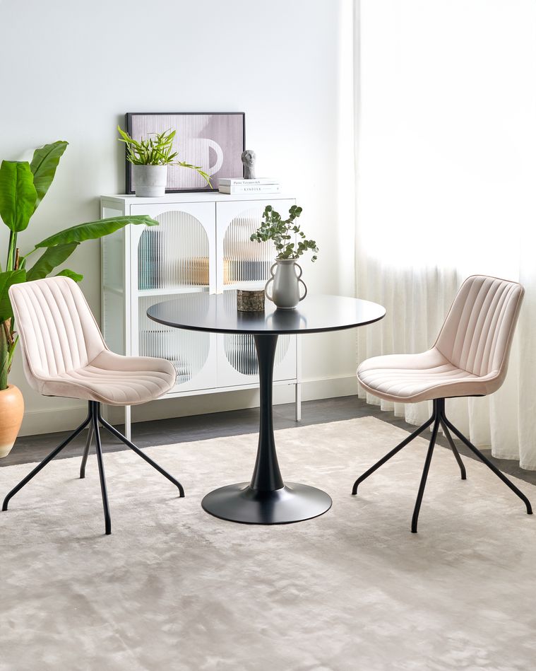 Set of 2 Velvet Dining Chairs Beige NAVASOTA Beliani.co.uk