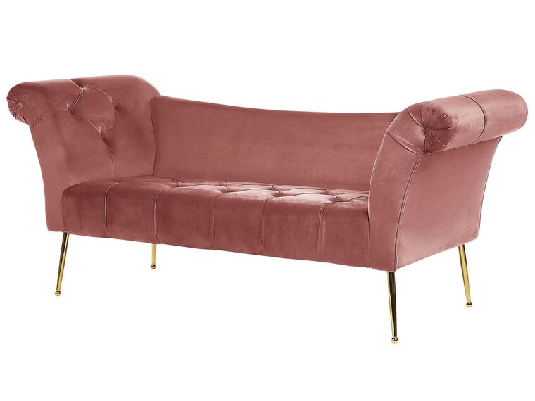 Velvet Chaise Lounge Pink NANTILLY Beliani.co.uk