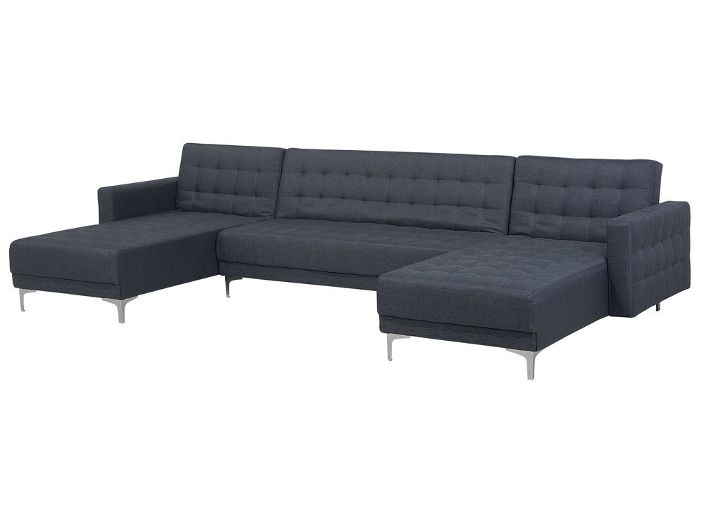 5 Seater Ushaped Modular Fabric Sofa Dark Grey ABERDEEN Beliani.co.uk