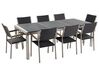Nyolcszemélyes fekete osztott asztallapú étkezőasztal fekete rattanszékekkel GROSSETO_452632