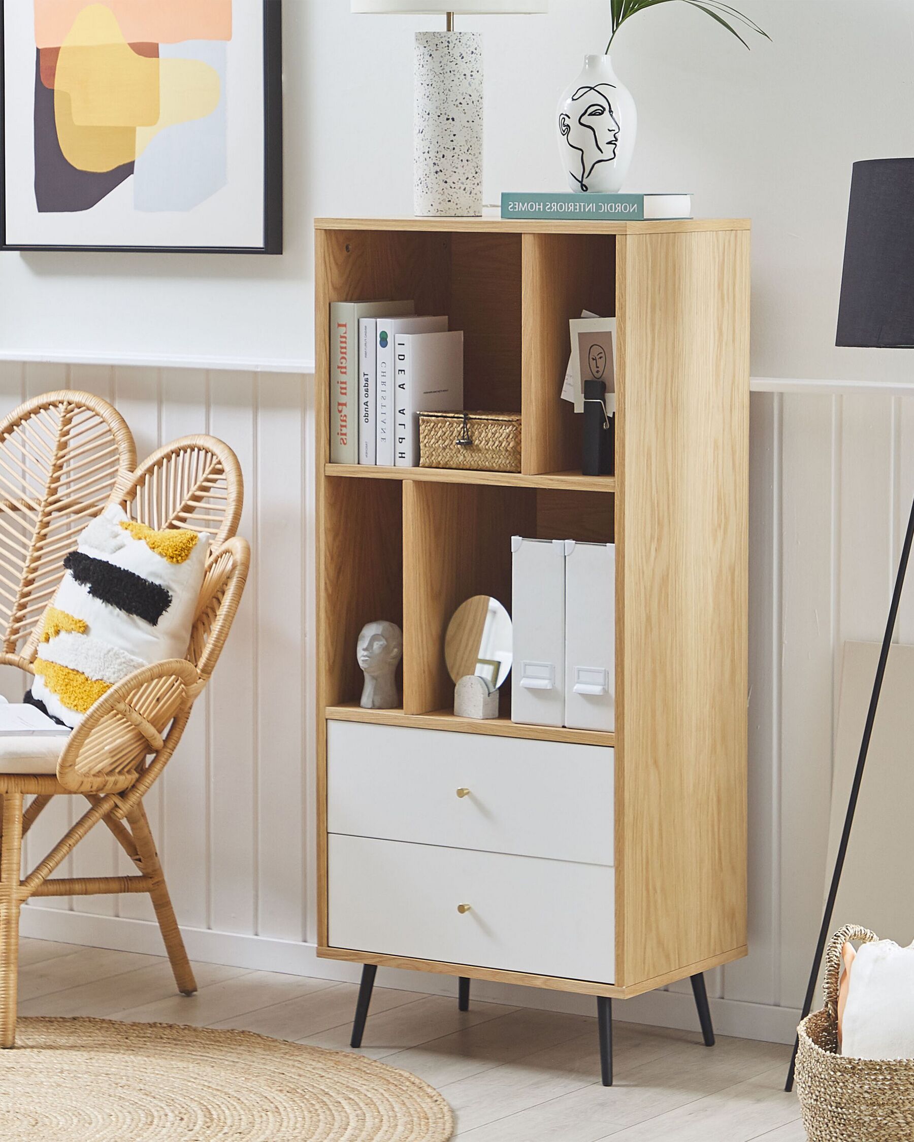 Bookcase Light Wood and White RICHMOND Beliani.co.uk