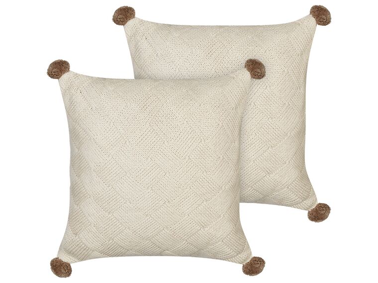 Set of 2 Cotton Cushions 45 x 45 cm Beige OBERONIA_915778