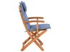 Conjunto de 2 sillas de jardín de madera con cojines azules MAUI_755761