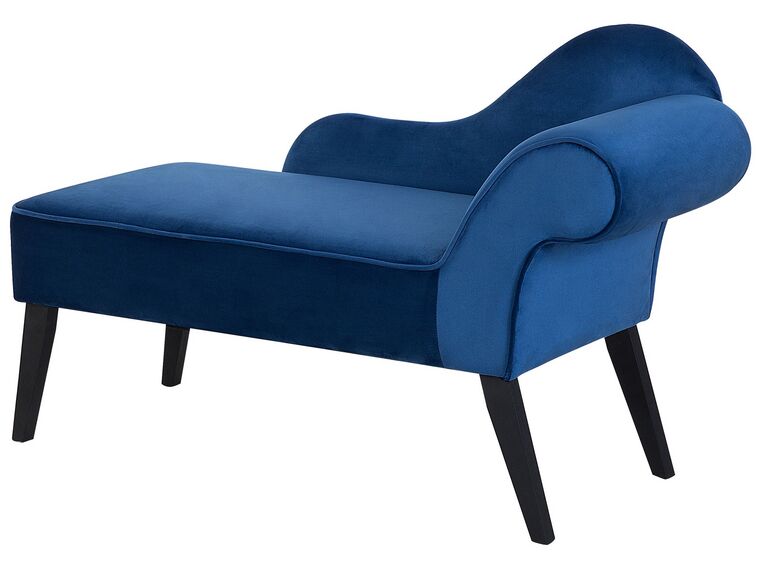 Right Hand Velvet Chaise Lounge Cobalt Blue BIARRITZ Beliani.co.uk