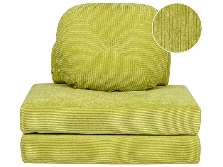 Sofá-cama de 1 lugar em bombazine verde claro OLDEN_906434