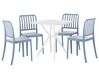 Conjunto de móveis de jardim em branco e azul com 4 lugares SERSALE_820131